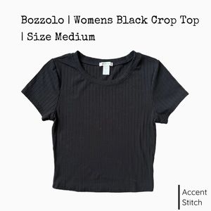 Bozzolo | Women’s Black Crop Top Short Sleeve Casual  | Size Medium